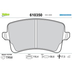Jeu de plaquettes de frein VALEO 610350 pour AUDI Q5 OE 8K0698451