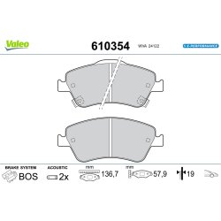 Jeu de plaquettes de frein VALEO 610354 pour TOYOTA AURIS OE 04465-02160