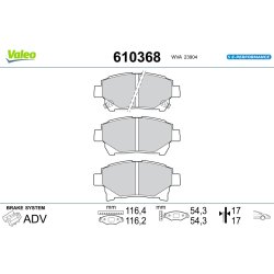 Brake Pad Set VALEO 610368 OE Ref 0446574020