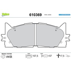 Jeu de plaquettes de frein VALEO 610369 pour LEXUS, TOYOTA ES, AVALON, CAMRY