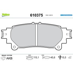 Jeu de plaquettes de frein VALEO 610375 pour LEXUS, TOYOTA OE 0446548150