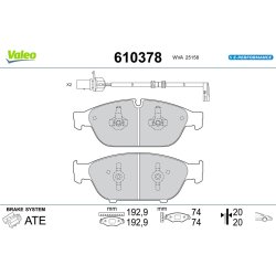 Jeu de plaquettes de frein VALEO 610378 pour AUDI A8 OE 4G0698151B