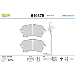 Jeu de plaquettes de frein VALEO 610379 pour AUDI A6 OE 4G0698451
