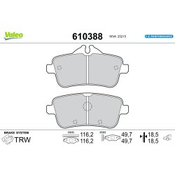 Jeu de plaquettes de frein VALEO 610388 pour MERCEDES GLC, GLE OE 0004208704