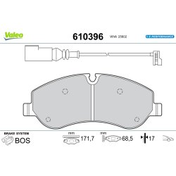 Jeu de plaquettes de frein VALEO 610396 pour FORD TOURNEO, TRANSIT OE 03H23D05