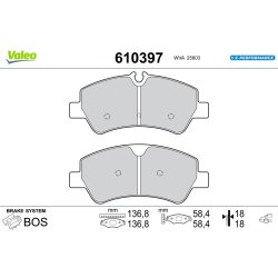Jeu de plaquettes de frein VALEO 610397 pour FORD TOURNEO, TRANSIT OE 03H17D03