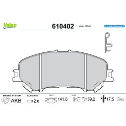 Jeu de plaquettes de frein VALEO 610402 pour NISSAN LEAF OE D1060-4CA0A