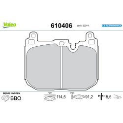 Plaquettes de frein VALEO 610406 pour BMW Série 3, X2, référence d'origine 34106889266