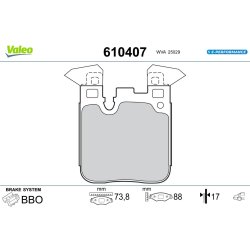Jeu de plaquettes de frein VALEO 610407 pour BMW, MINI OE 2284766