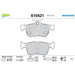 Jeu de plaquettes de frein VALEO 610421 pour FORD FOCUS, KUGA, MONDEO OE 2018449