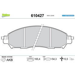 Jeu de plaquettes de frein VALEO 610427 pour NISSAN LEAF OE AY040-NS178