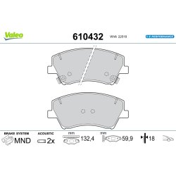 Jeu de plaquettes de frein VALEO 610432 pour HYUNDAI, KIA IONIQ, NIRO OE 58101-F2A00