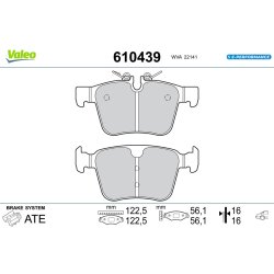 Jeu de plaquettes de frein VALEO 610439 pour JAGUAR, LAND ROVER, VOLVO