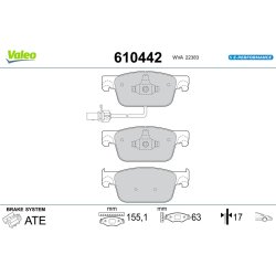 Jeu de plaquettes de frein VALEO 610442 pour AUDI A4, A5 OE 8W0698151AA