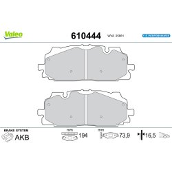 Jeu de plaquettes de frein VALEO 610444 pour AUDI, VW OE 4K0698151