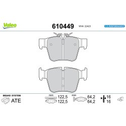 Jeu de plaquettes de frein VALEO 610449 pour MERCEDES GLC, GLE OE 0004205200