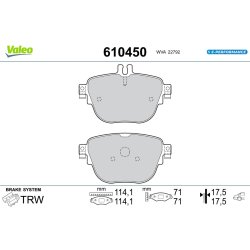 Jeu de plaquettes de frein VALEO 610450 pour MERCEDES CLS, CLASSE E OE 0004206200