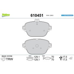 Jeu de plaquettes de frein VALEO 610451 pour MERCEDES CLS, EQC OE 0004203004