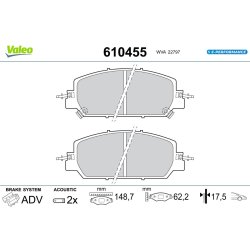 Jeu de plaquettes de frein VALEO 610455 pour HONDA CR-V OE 45022-TLA-A01