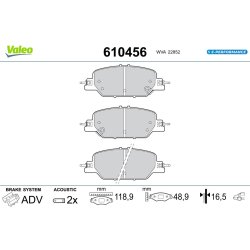 Jeu de plaquettes de frein VALEO 610456 pour HONDA CR-V OE 43022-TLA-A00