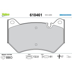 Brake Pad Set VALEO 610461 OE Ref 80A698151C