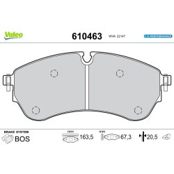 Brake Pad Set VALEO 610463 OE Ref 2N0698151