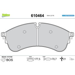 Brake Pad Set VALEO 610464 OE Ref 2N0698151A