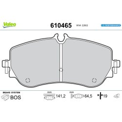 Brake Pad Set VALEO 610465 OE Ref 2H6698451