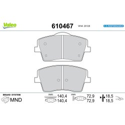 Brake Pad Set VALEO 610467 OE Ref 31471407