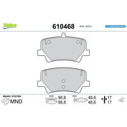 Brake Pad Set VALEO 610468 OE Ref 31471471