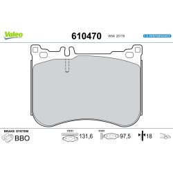 Jeu de plaquettes de frein VALEO 610470 pour MERCEDES CLS, Classe E, Classe S