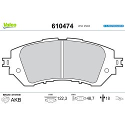 Jeu de plaquettes de frein VALEO 610474 pour TOYOTA YARIS OE 04465-0D150