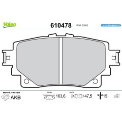 Jeu de plaquettes de frein VALEO 610478 pour LEXUS, TOYOTA OE 04466-02460