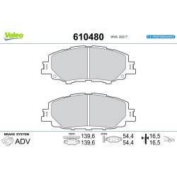 Jeu de plaquettes de frein VALEO 610480 pour TOYOTA COROLLA, PRIUS, YARIS