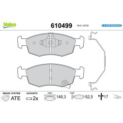 Jeu de plaquettes de frein VALEO 610499 pour FIAT, LANCIA OE 77368831