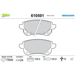 Plaquettes de frein VALEO 610501 pour RENAULT, CAPTUR, ZOE OE 440606659R