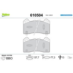 Jeu de plaquettes de frein VALEO 610504 pour FORD MUSTANG OE 2483460