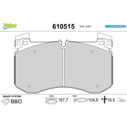 Jeu de plaquettes de frein VALEO 610515 pour MERCEDES GLE, GLS OE 0004201303