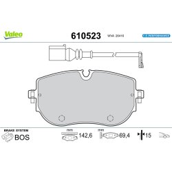 Plaquettes de frein VALEO 610523 pour AUDI, CUPRA, SKODA, VW OE 1EA698151A