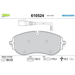 Plaquettes de frein VALEO 610524 pour AUDI, SKODA, VW OE 1EA698151B