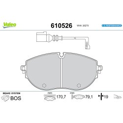 Plaquettes de frein VALEO 610526 pour VW MULTIVAN, TRANSPORTER OE 7LA698151A