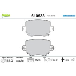 Jeu de plaquettes de frein VALEO 610533 pour TESLA MODEL 3, MODEL Y OE 8008246-00-A