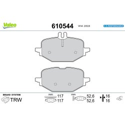 Jeu de plaquettes de frein VALEO 610544 pour MERCEDES CLASSE C OE 0004201304
