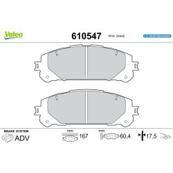 Jeu de plaquettes de frein VALEO 610547 pour TOYOTA HIGHLANDER, RAV OE 04465-02530