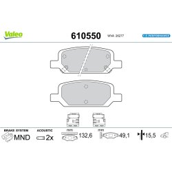Jeu de plaquettes de frein VALEO 610550 pour TESLA MODEL 3, MODEL Y OE 8008244-00-A