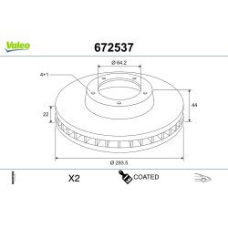 Disque de frein VALEO 672537 pour MINI MINI OE 34116774986 VALEO