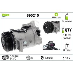 AC Compressor VALEO 690210 OE Ref 1618407