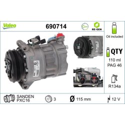 Compresseur de climatisation VALEO 690714 pour VOLVO OE 36011428
