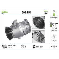 AC Compressor VALEO 699251 OE Ref 1854088