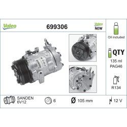 AC Compressor VALEO 699306 OE Ref 1854097